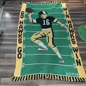 Iowa Hawkeyes Vintage Handmade Knitted Throw Blanket